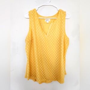 Market & Spruce Yellow Elide Textured Mixed Media Top